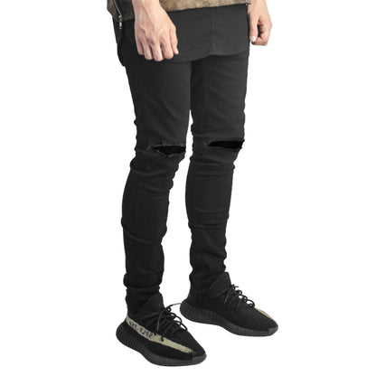 Knee Slit Jeans : Black