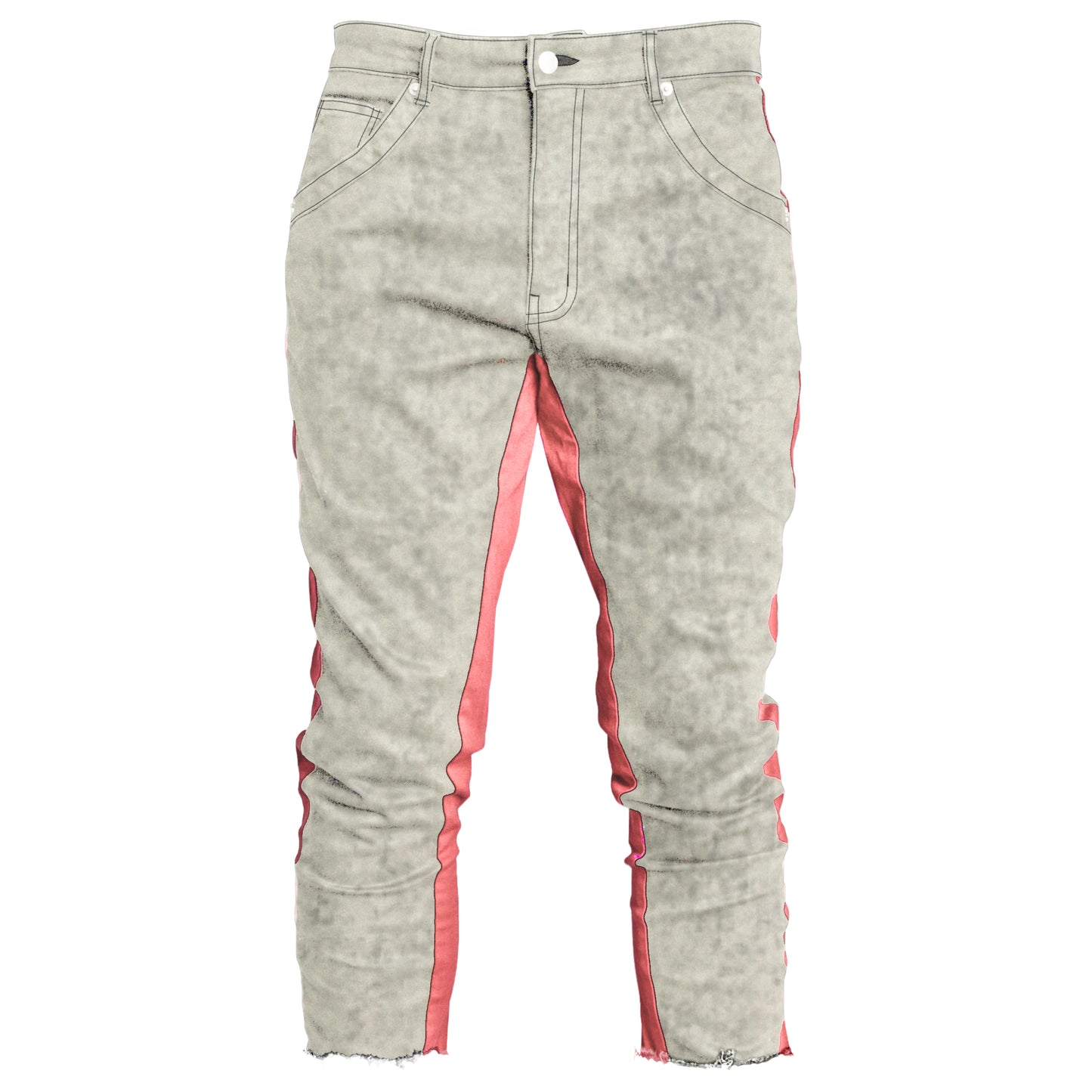 Cropped Track Jeans : Grey Wash/Pink