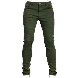 Pantalon Skinny Zippé À La Cheville : Olive Foncé