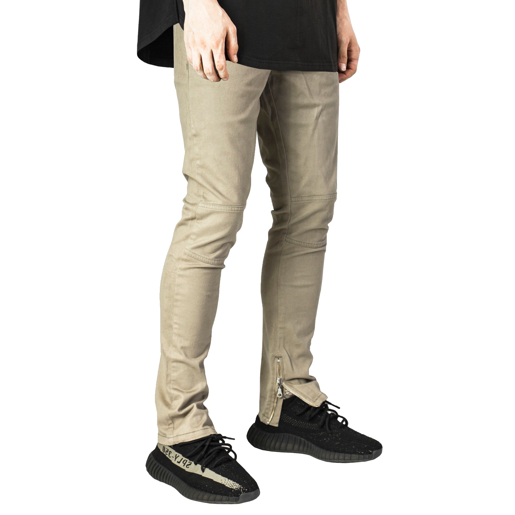 Pantalones con cremallera en el tobillo: caqui