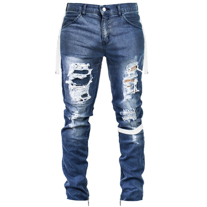 Asymmetric Ankle Zip Jeans : Blue Wash