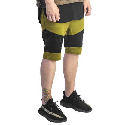 Pantalones cortos de malla con panel: oliva quemado