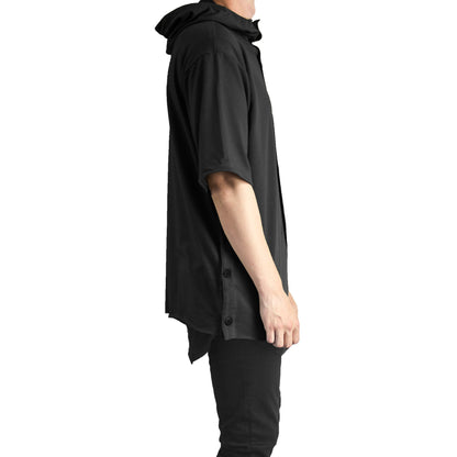 Buttoned Hoody : Black