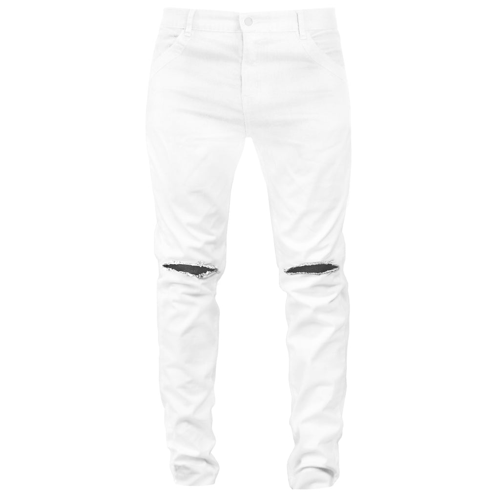 Knee Slit Jeans : White