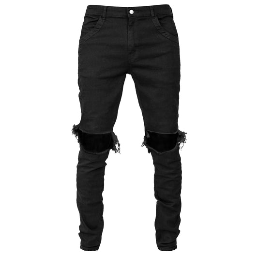 Knee Hole Jeans : Black