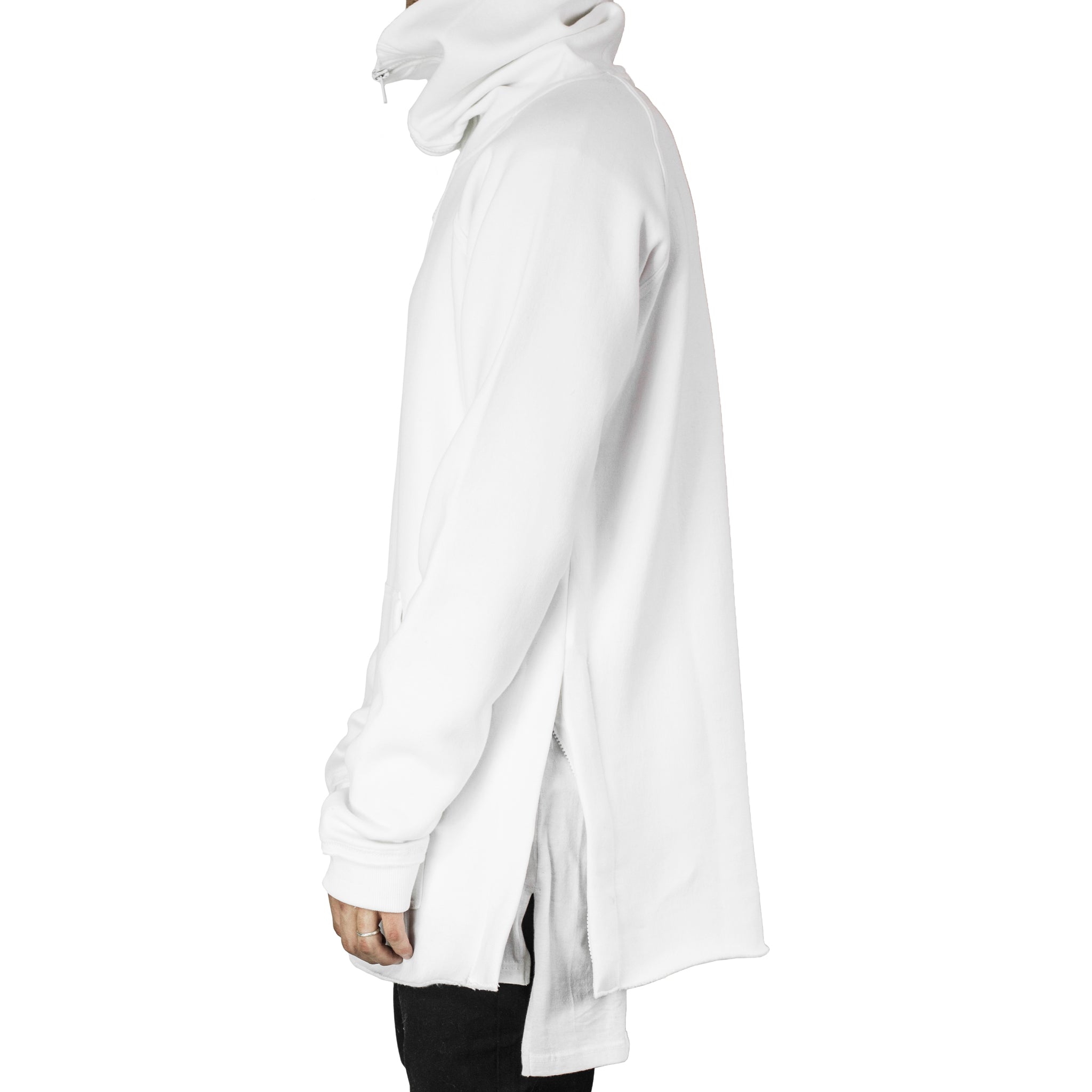 Zipup Cowl Sweatshirt : White