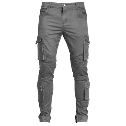 Double-Cargo Biker Jeans : Grey
