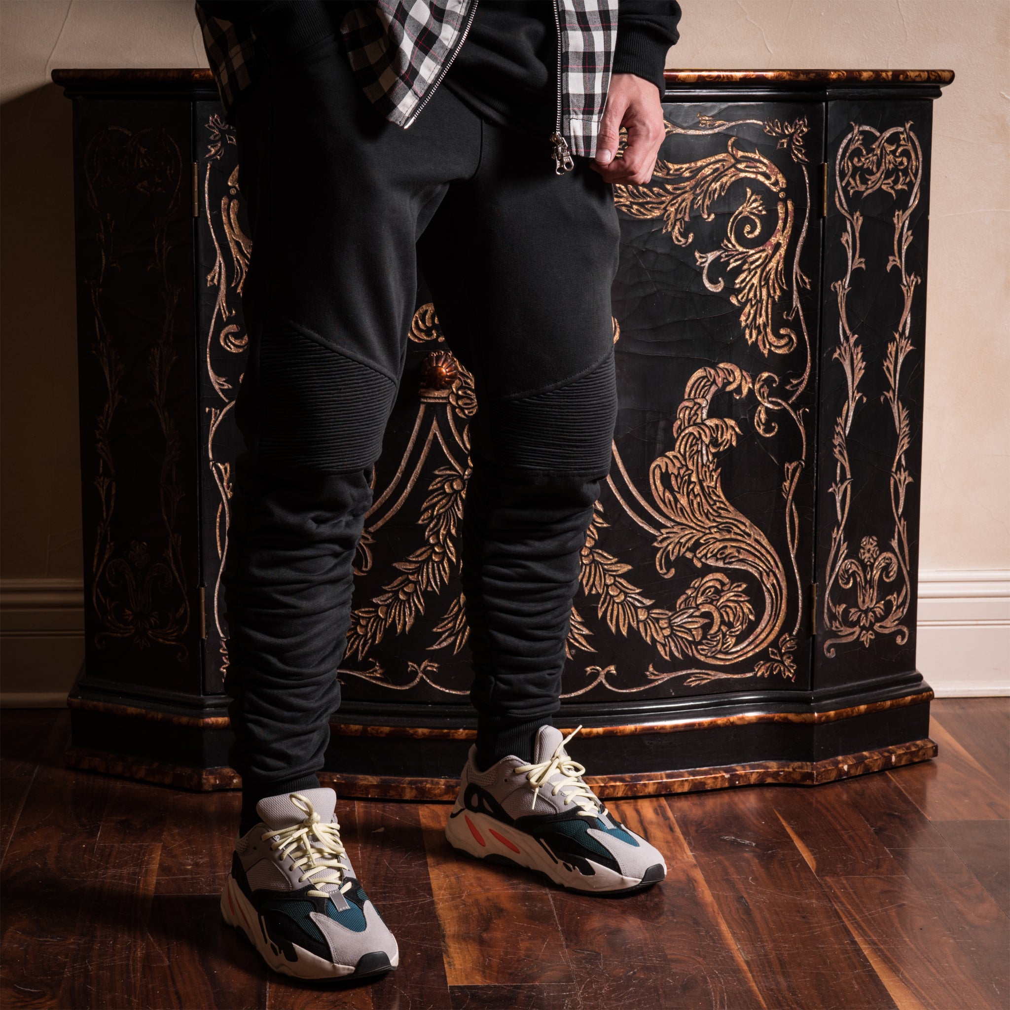 Biker Ruche Joggers : Black