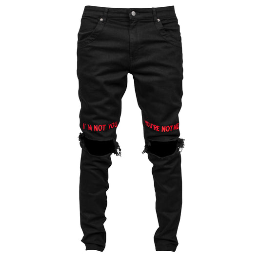 INYYNM Knee Hole Jeans : Black