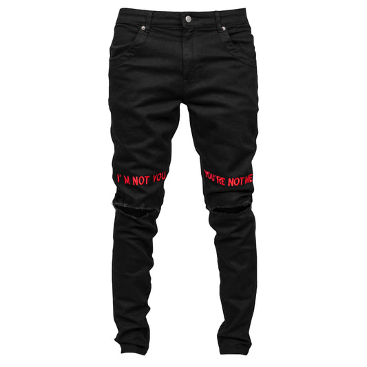 INYYNM Knee Slit Jeans : Black