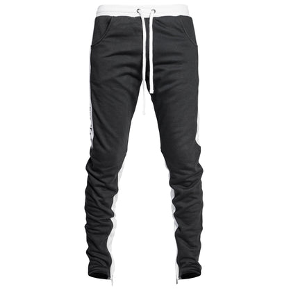 Pantalon de survêtement zippé à la cheville YNM : Charbon/Blanc