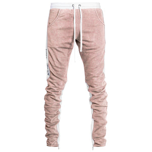 YNM Ankle Zip Trackpants : Pink/White