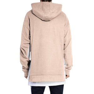 Sweat à capuche Logo : Sable/Blanc