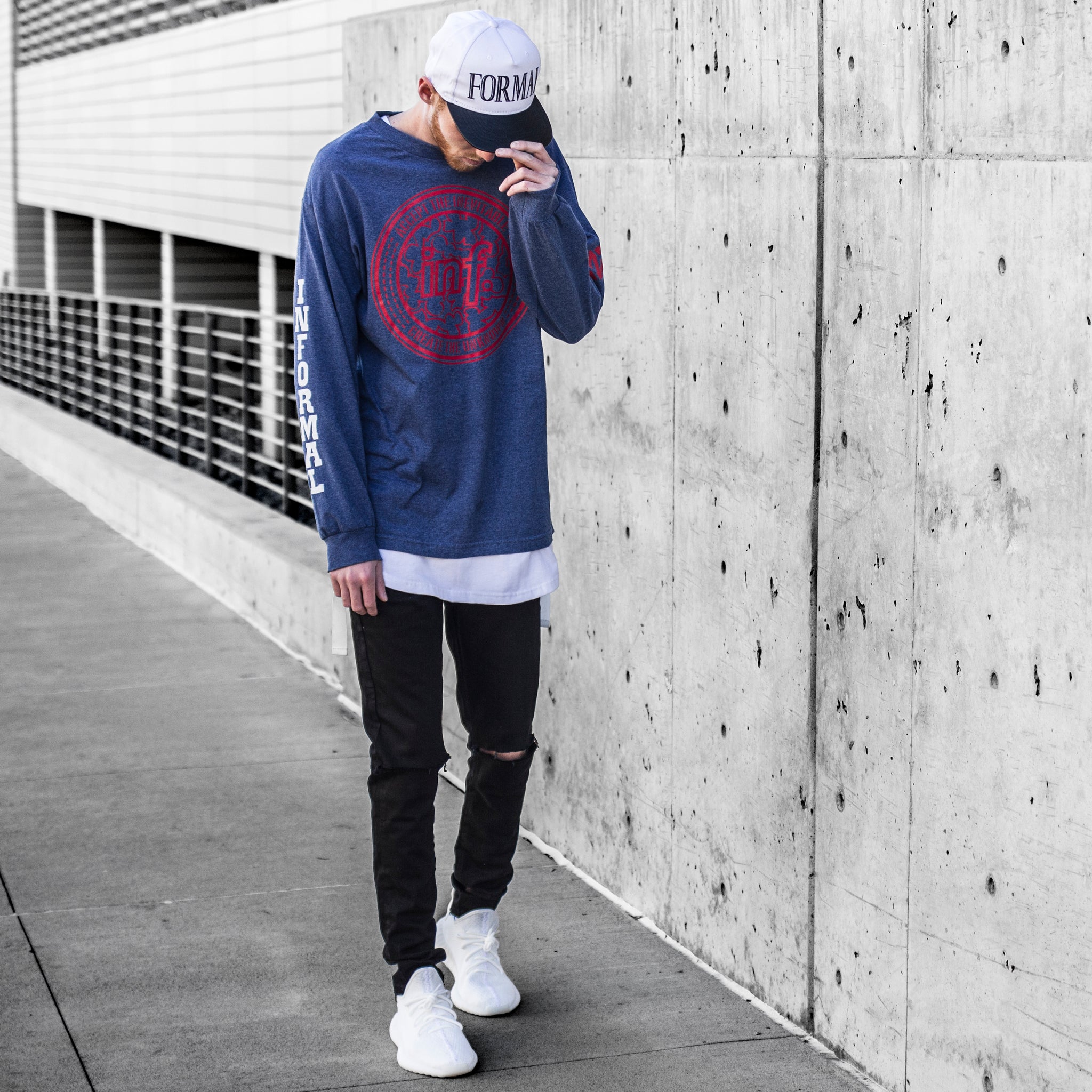 Negative Camo L/S Tee : Heather Denim