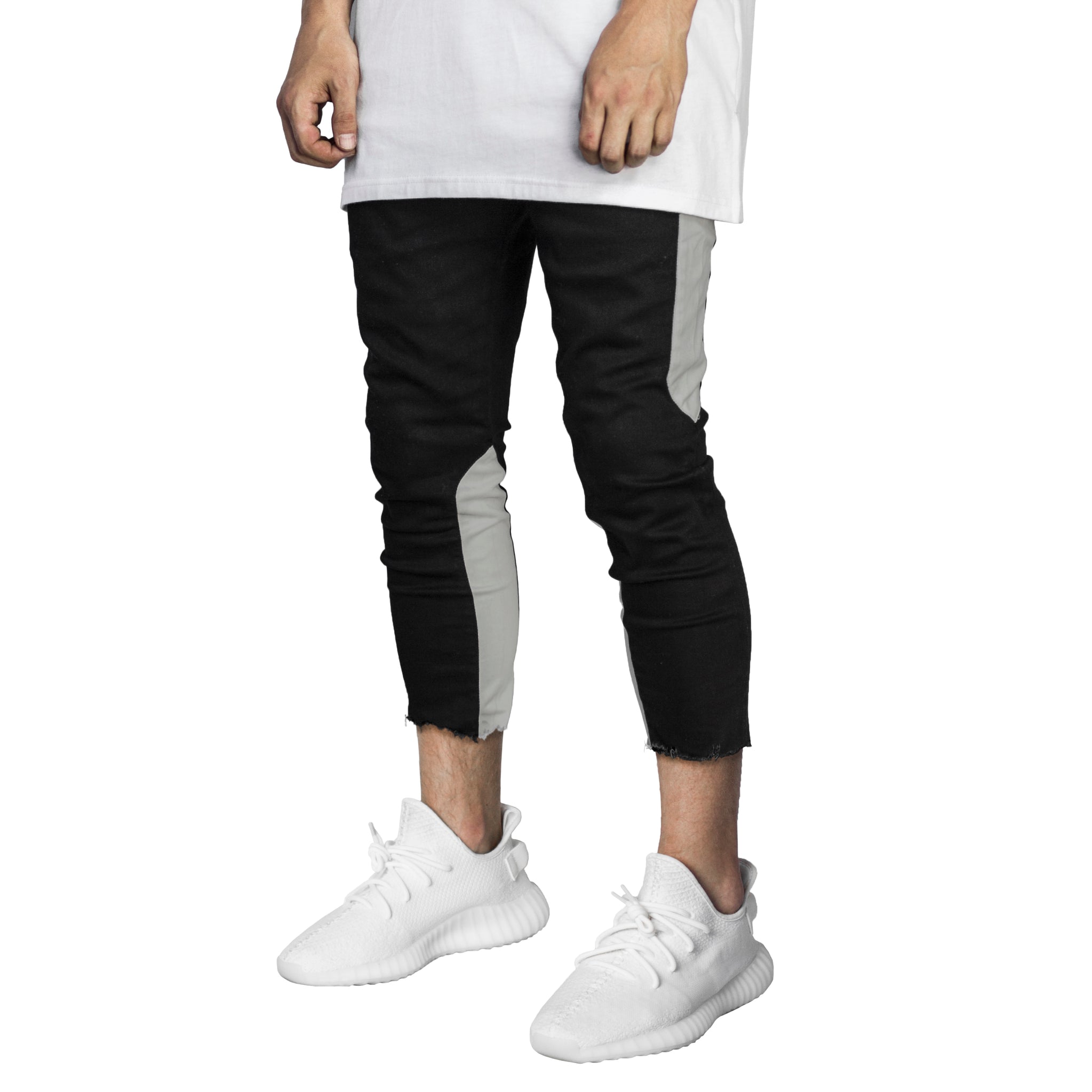 Cropped Spear Jeans : Black/Light Grey