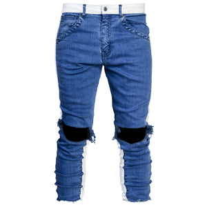 Cropped Spear Jeans : Blue/White