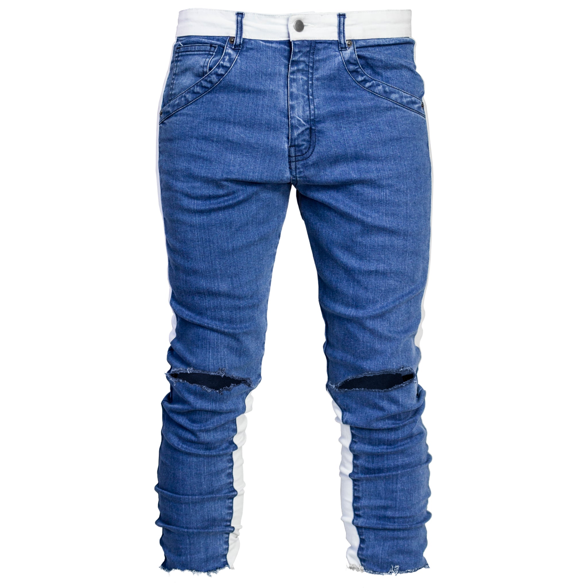 Cropped Spear Jeans : Blue/White