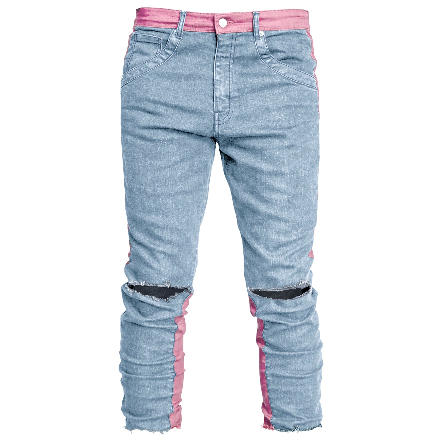 Cropped Spear Jeans : Faded Blue/Pink
