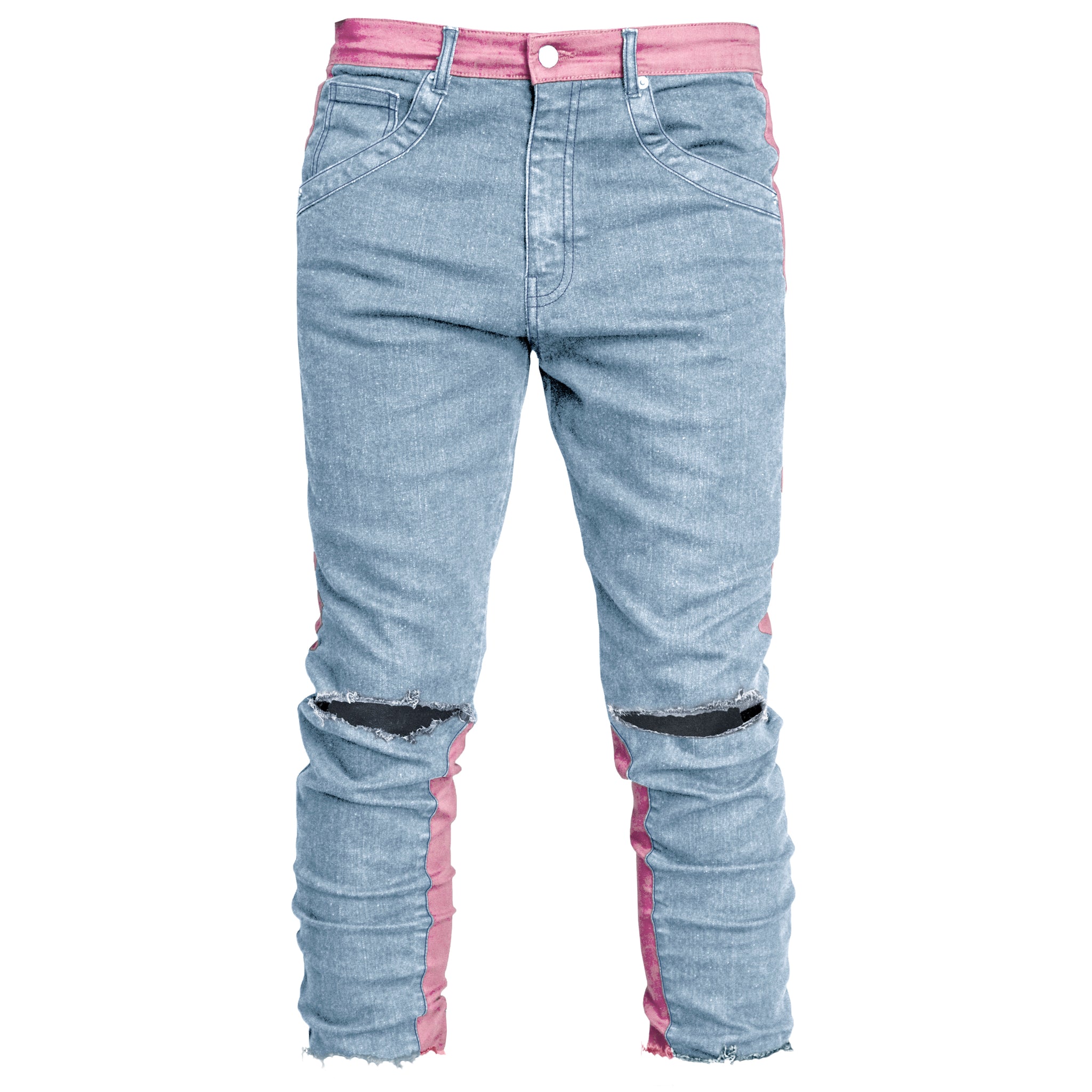 Vaqueros cropped Spear: azul desteñido/rosa