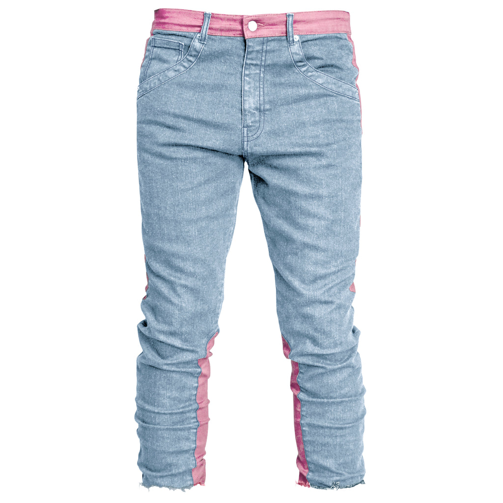 Cropped Spear Jeans : Faded Blue/Pink