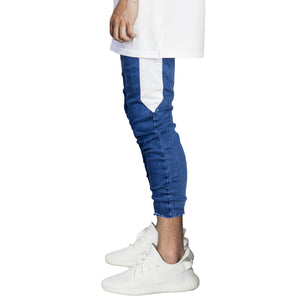 Cropped Spear Jeans : Blue/White