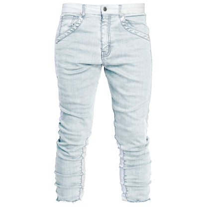Cropped Spear Jeans : Bleached Blue/White
