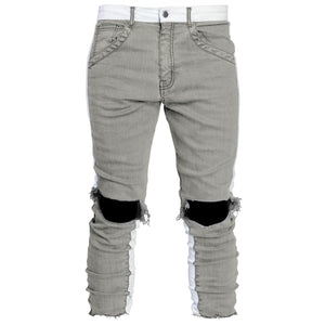 Cropped Spear Jeans : Grey/White
