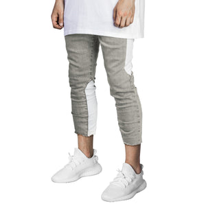 Cropped Spear Jeans : Grey/White