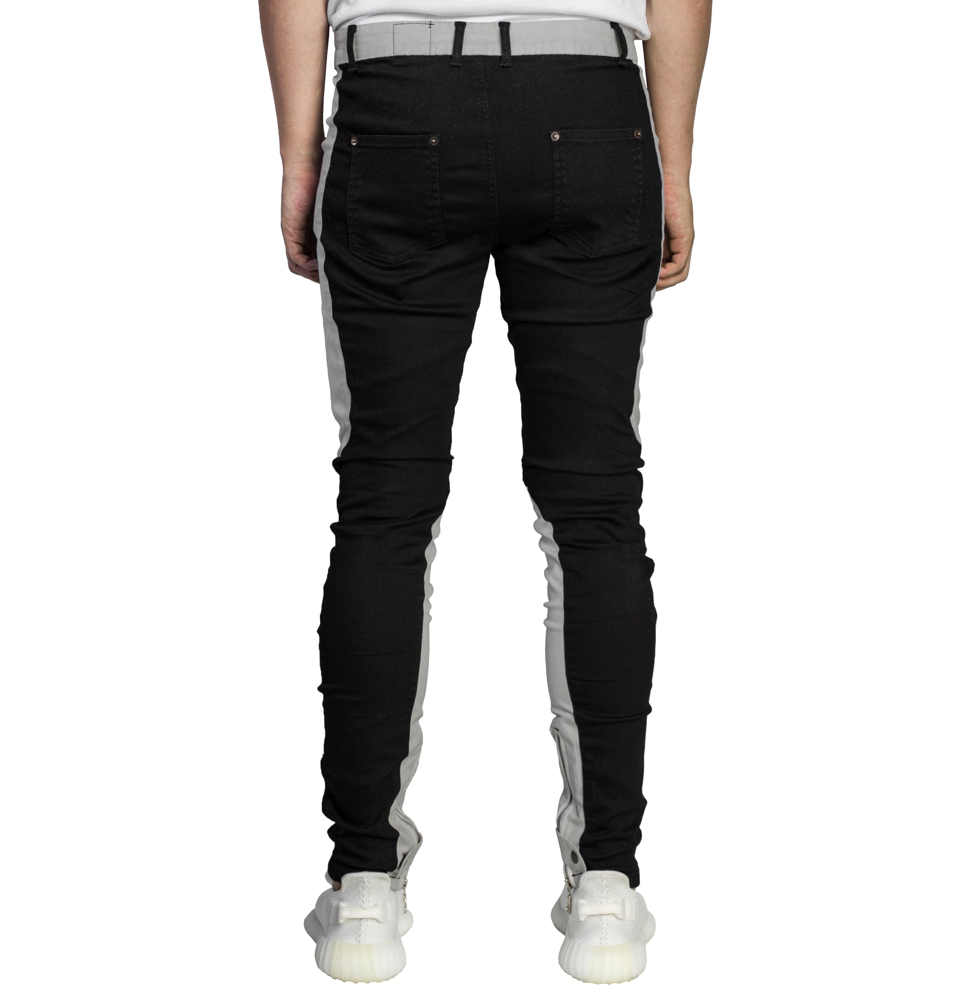 Spear Ankle Zip Jeans : Black/Light Grey