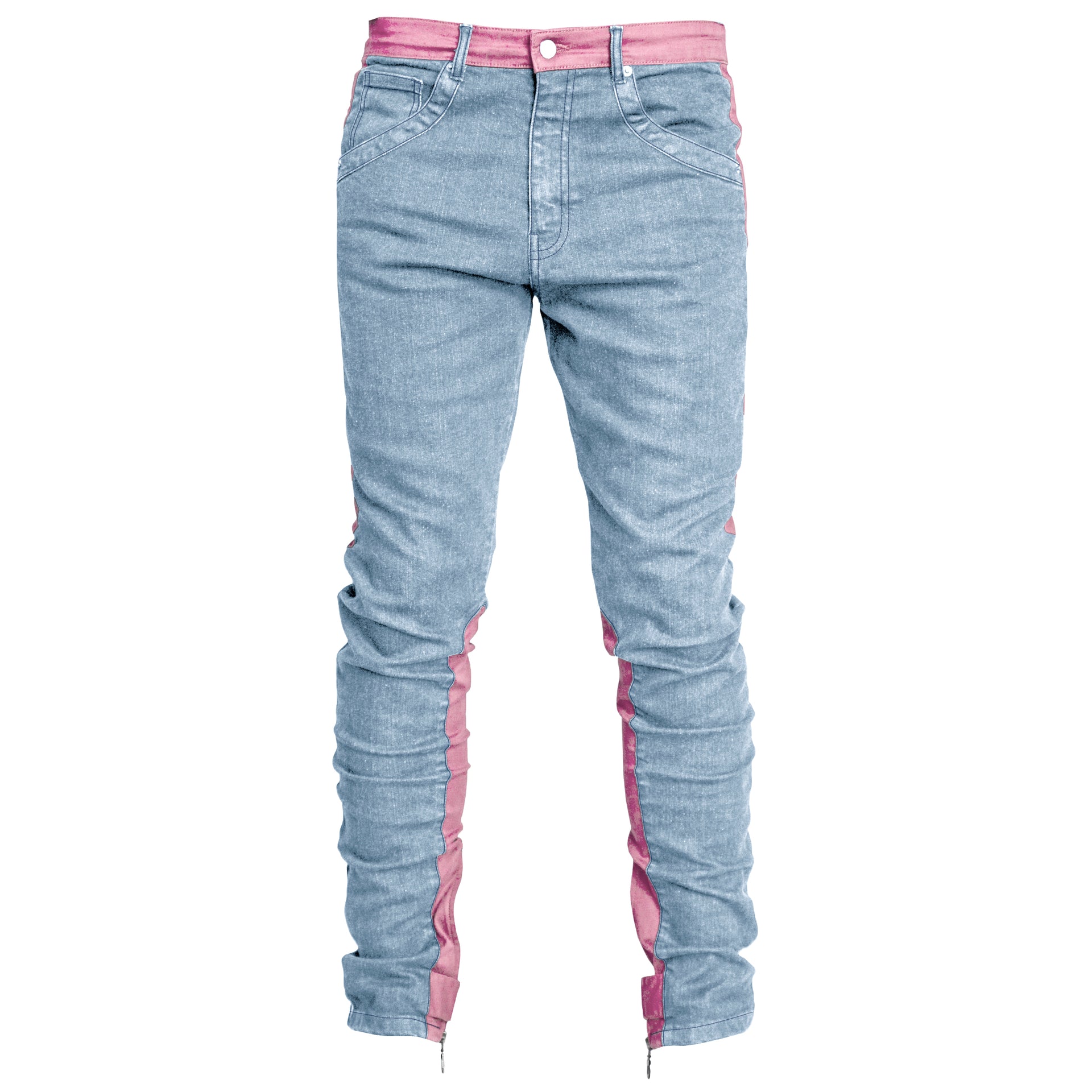 INFORMAL APPAREL  Spear Ankle Zip Jeans : Blue/White
