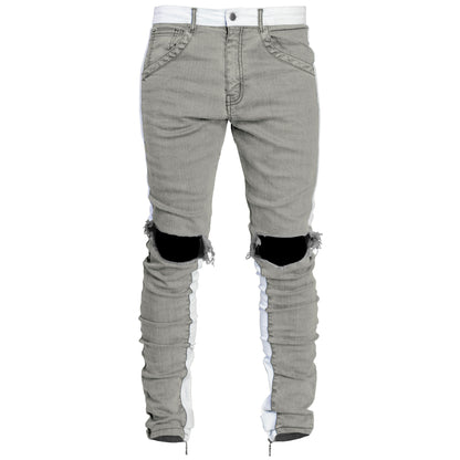 Spear Ankle Zip Jeans : Grey/White