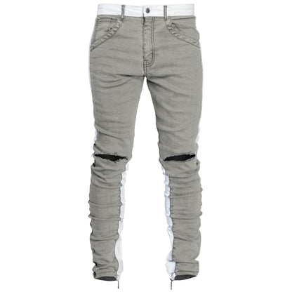 Spear Ankle Zip Jeans : Grey/White