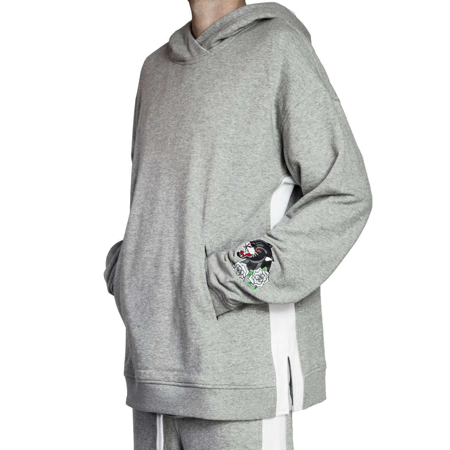 Panther Hoody : Heather Grey/White