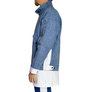 Chaqueta de piloto vaquera: azul claro/blanca