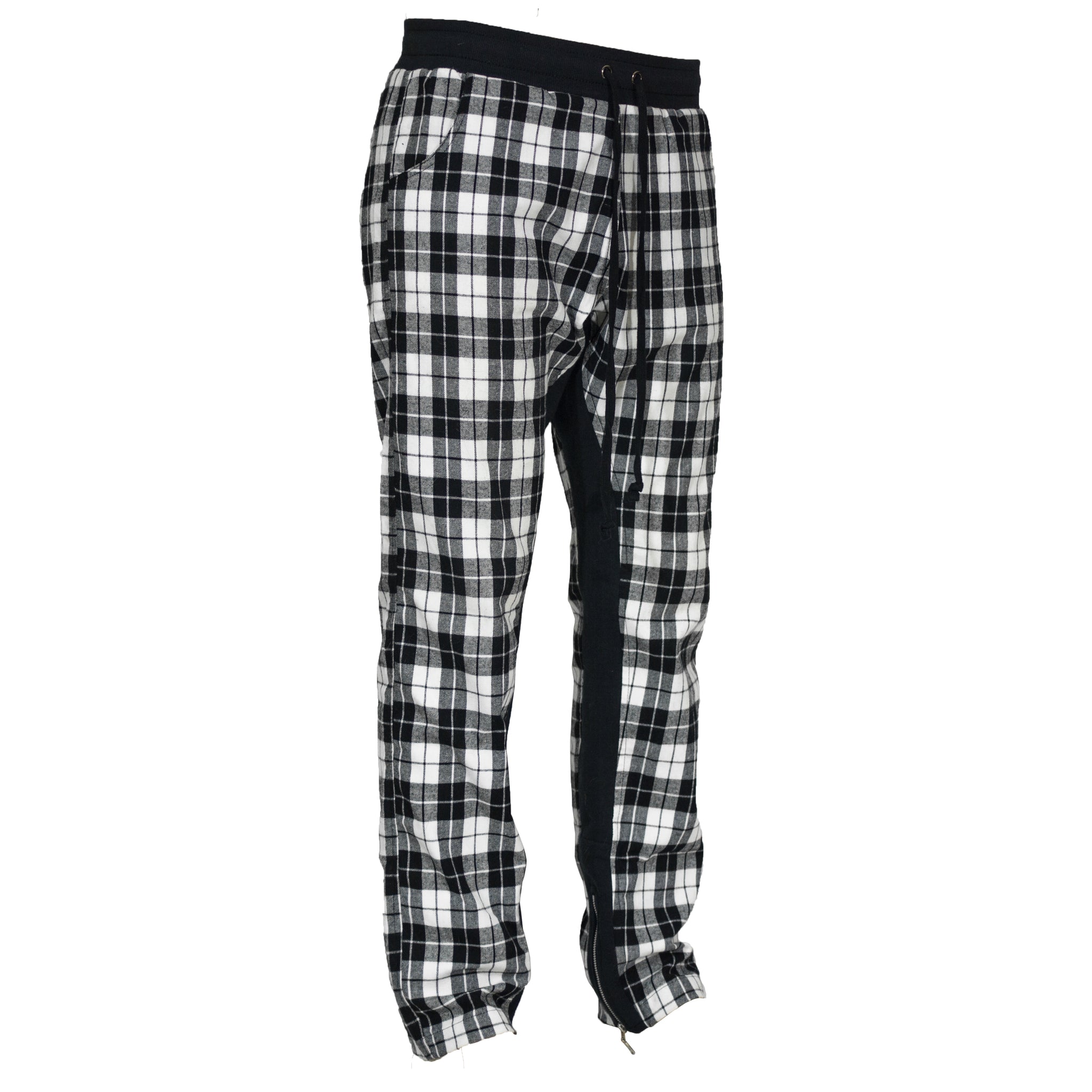 Plaid Zip Pants : White/Black