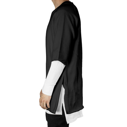 Camiseta de polar raglán con cuello redondo: negra