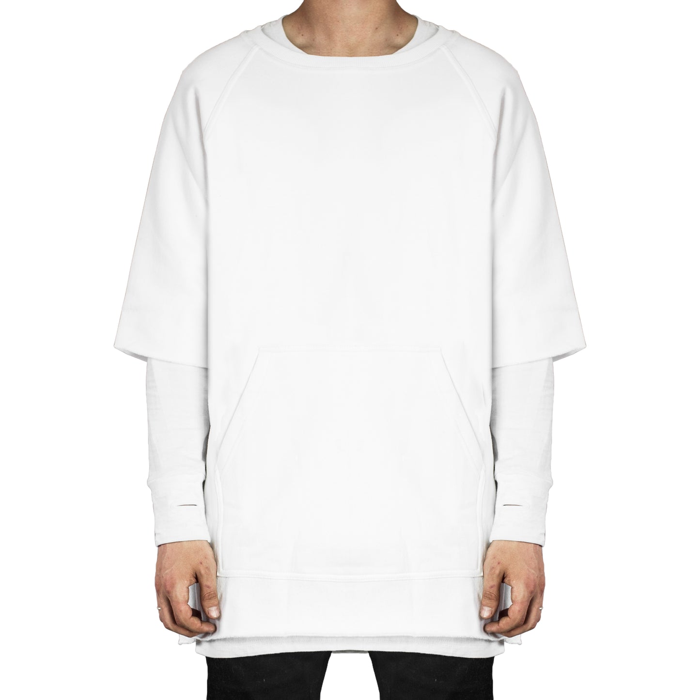T-shirt Raglan Fleece Crew : Blanc