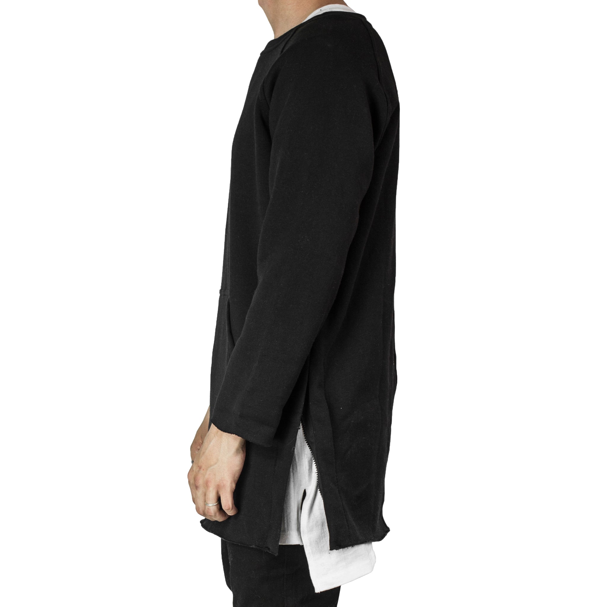 Raglan Fleece Crewneck: Black