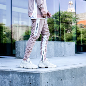 YNM Ankle Zip Trackpants : Pink/White