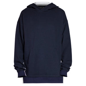 Sudadera con capucha con panel de costura: azul marino/blanco