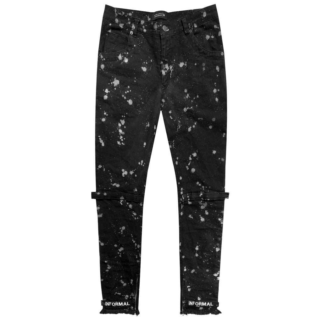 Splatter Strap Jeans : Black