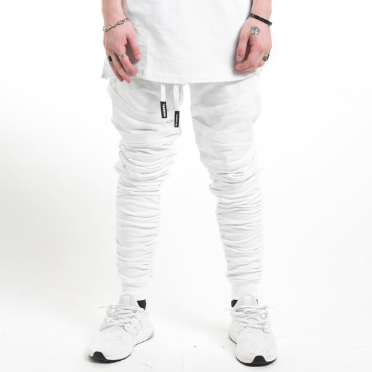 Pantalon de jogging froncé à bretelles : Blanc