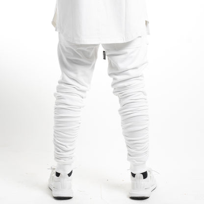 Strapped Gathered Joggers : White