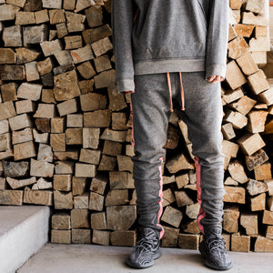 YNM Ankle Zip Trackpants : Charcoal/Pink