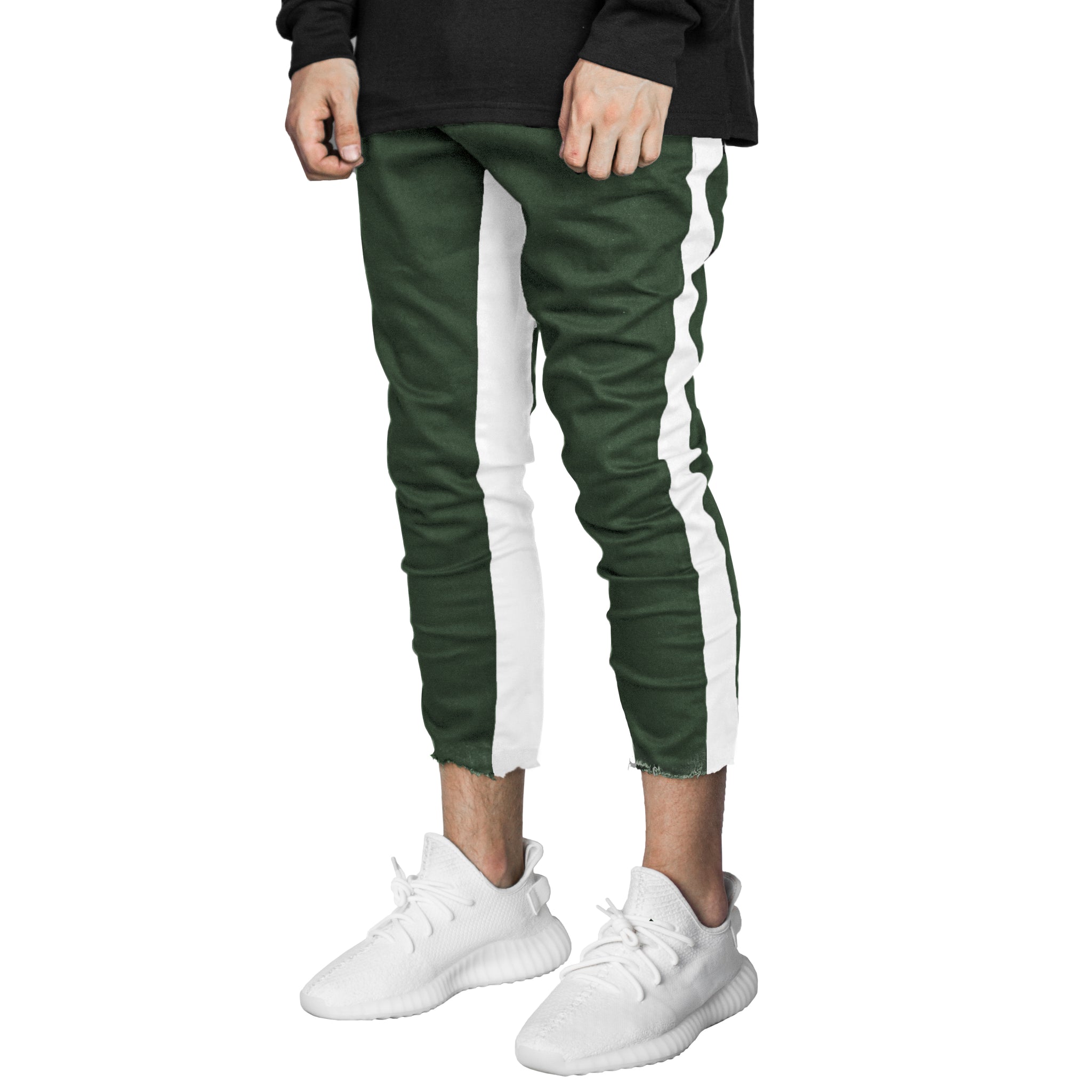 Cropped Track Jeans : Olive