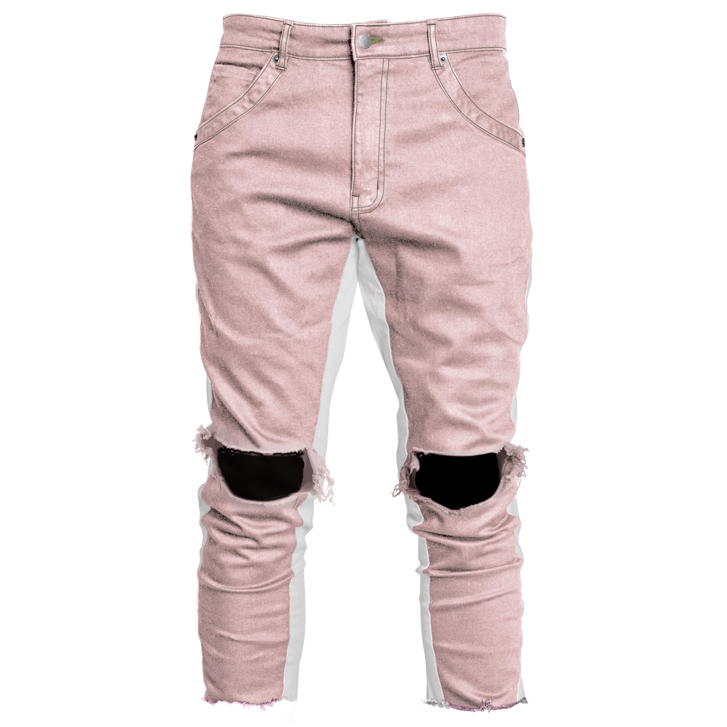 Cropped Track Jeans : Pink/White