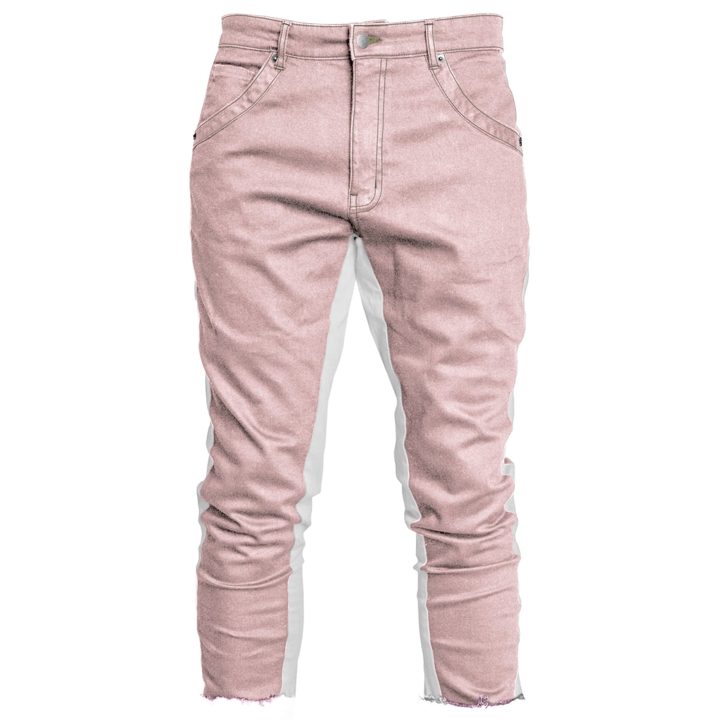 Cropped Track Jeans : Pink/White