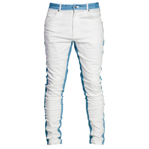 Jeans Track : Blanc/Bleu