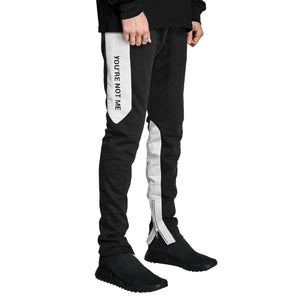Pantalones deportivos con cremallera YNM: Negro/Blanco