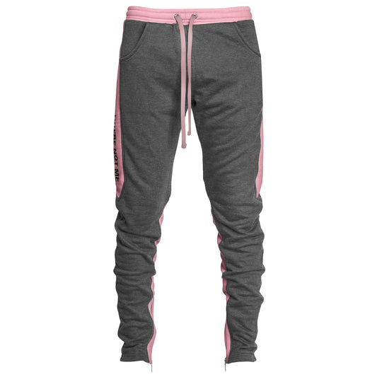 YNM Ankle Zip Trackpants : Charcoal/Pink